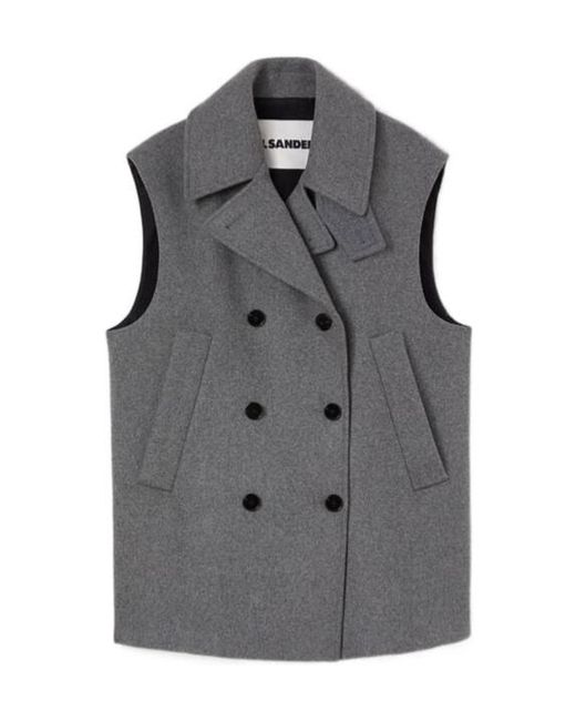 Jil Sander Gray Double-Breasted Vest