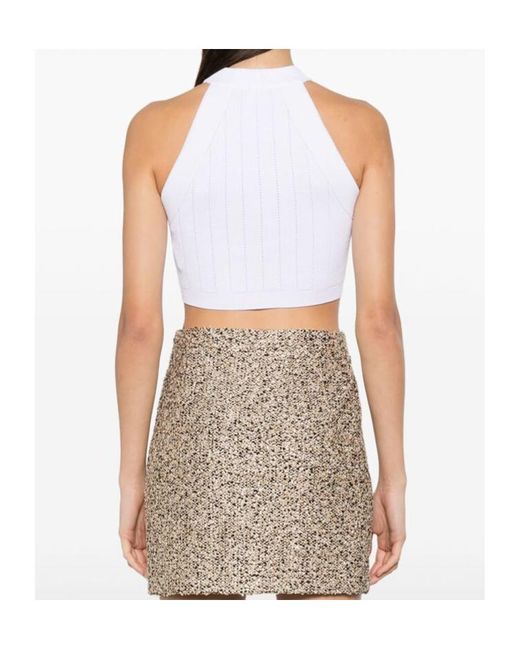 Balmain White Halterneck Knit Cropped Top