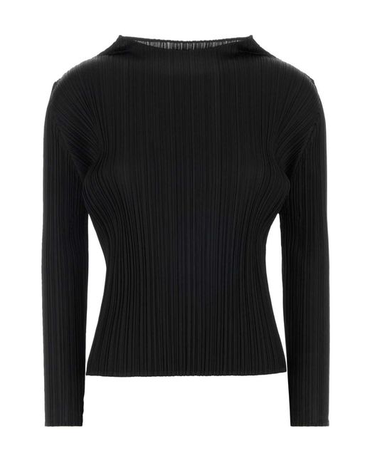 Pleats Please Issey Miyake Black Pleats Please Issey Miyake Pleated Long-Sleeved Shirt