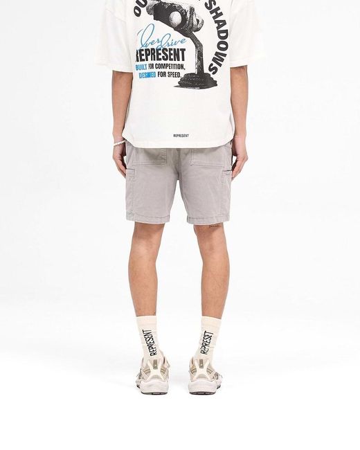 Represent Gray Washed Taupe Cargo Shorts for men