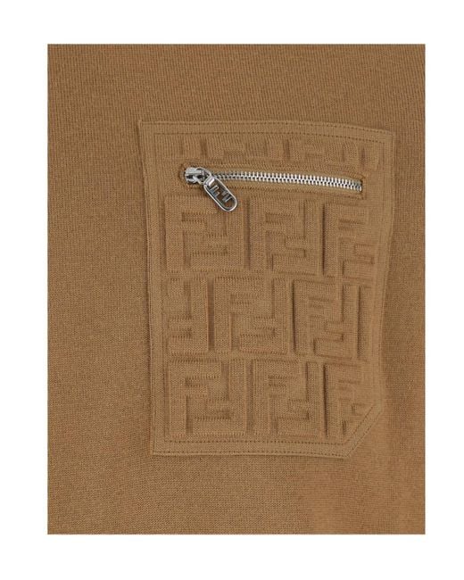 Fendi Brown Ff Embossed Crewneck Jumper for men