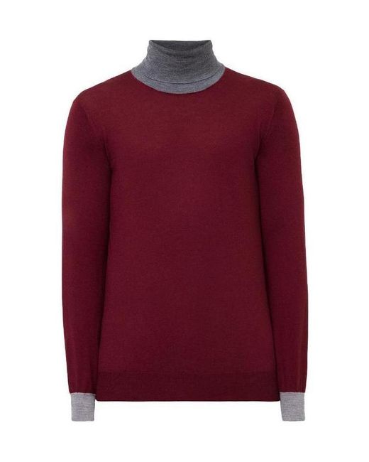 Brunello Cucinelli Red High-Necked Pullover for men