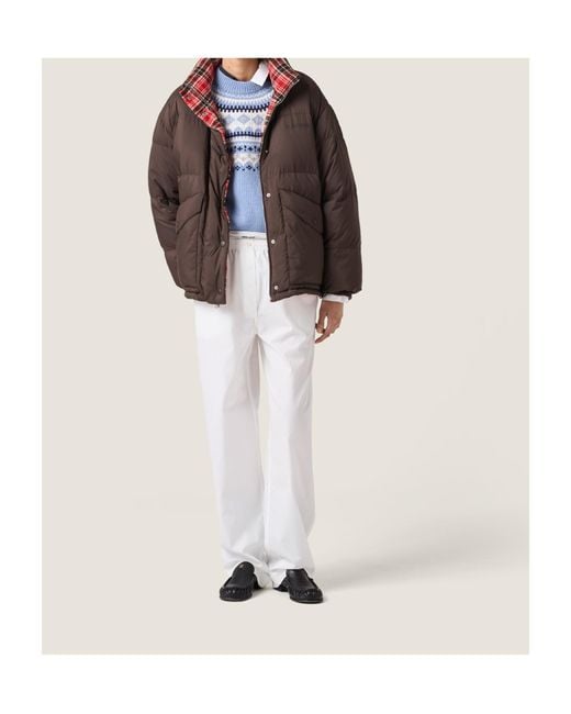 Miu Miu Brown Zip-Up Reversible Down Jacket
