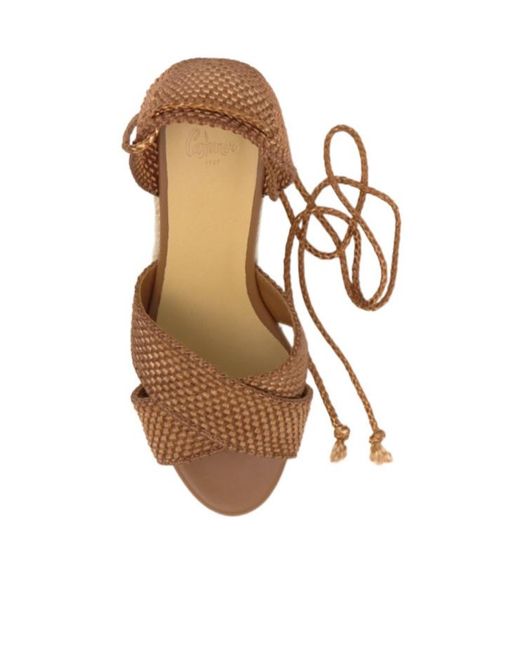 Castaner Metallic Round-Toe Wedge Sandals