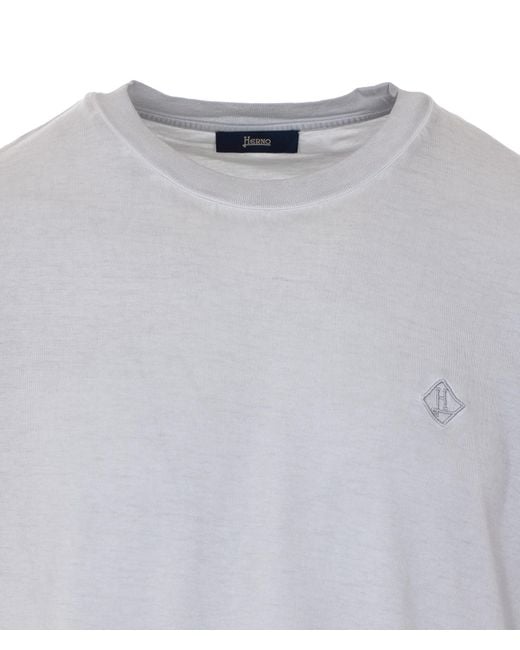 Herno White Logo Crewneck T-Shirt for men