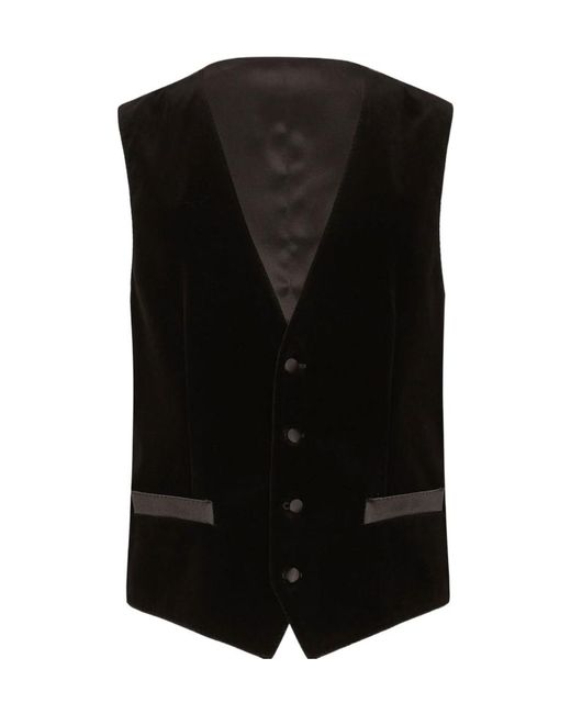 Dolce & Gabbana Black Buttoned Sleeveless Jacket for men