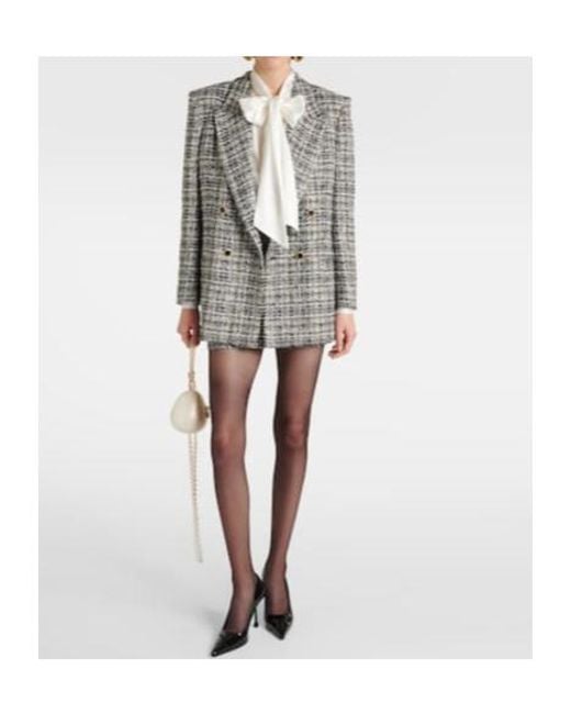 Alessandra Rich Gray Wool Lame Tweed Blazer