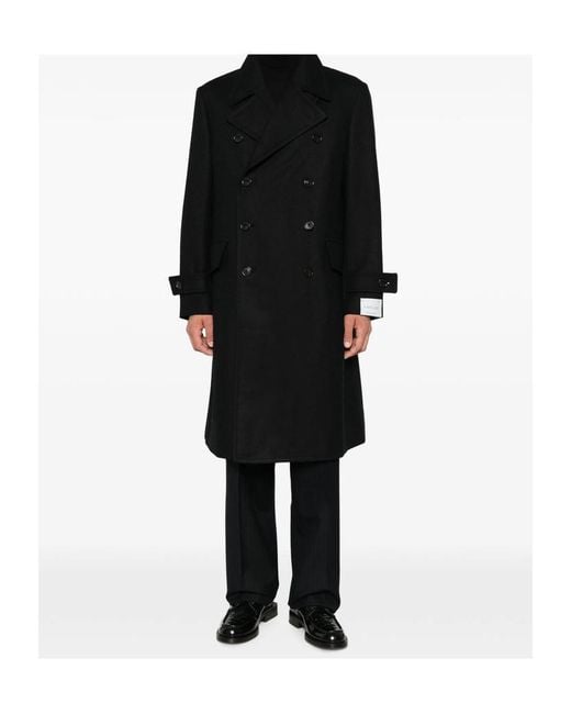 Caruso Black Corsaro Double-Breasted Coat for men