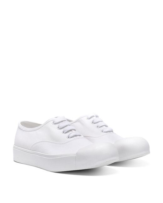 Prada White Strap-Up Casual Sneakers for men