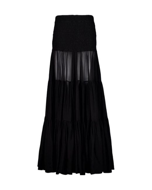 Saint Laurent Black Jupe Ruffled Maxi Skirt