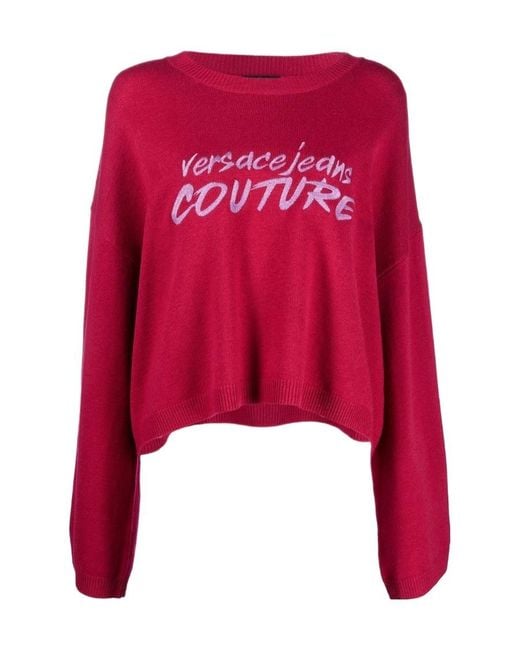 Versace Jeans Red Couture Logo Intarsia-Knit Jumper