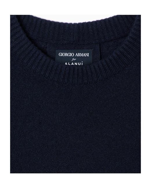 GIORGIO ARMANI X ALANUI Blue Giorgio Armani For Alanui Cashmere And Silk Crew-Neck Jumper for men
