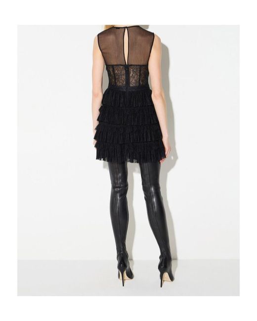 Elisabetta Franchi Black Floral Lace Mini Dress