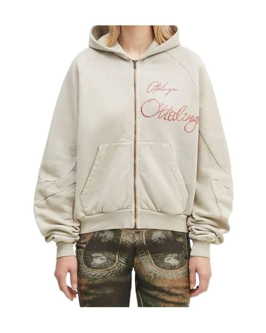 OTTOLINGER Gray Embroidered Zip-Up Hoodie