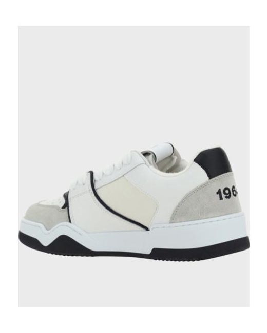 DSquared² White Spiker Logo Printed Low-Top Sneakers