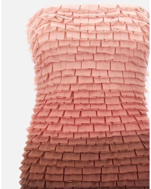 Elisabetta Franchi Red Degrade Ruffled Mini Dress