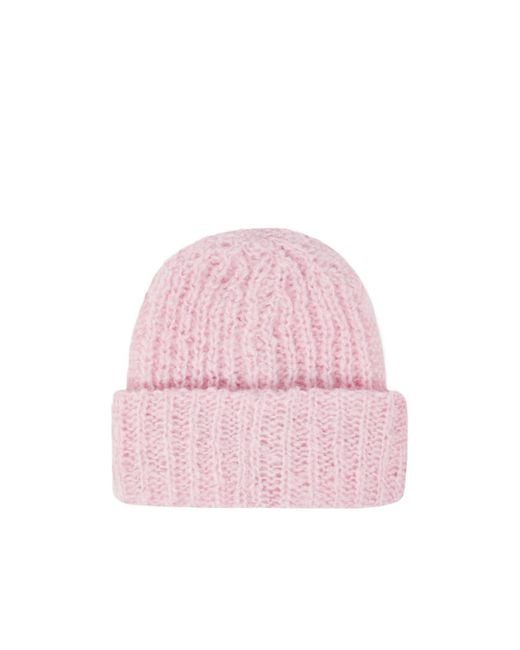 Pinko Pink Logo Patch Turn-Up Beanie