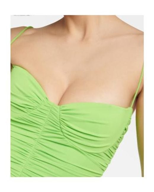 Alex Perry Green Everett Ruched Maxi Dress
