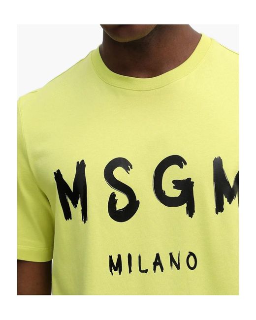 MSGM Yellow Logo-Detail T-Shirt for men