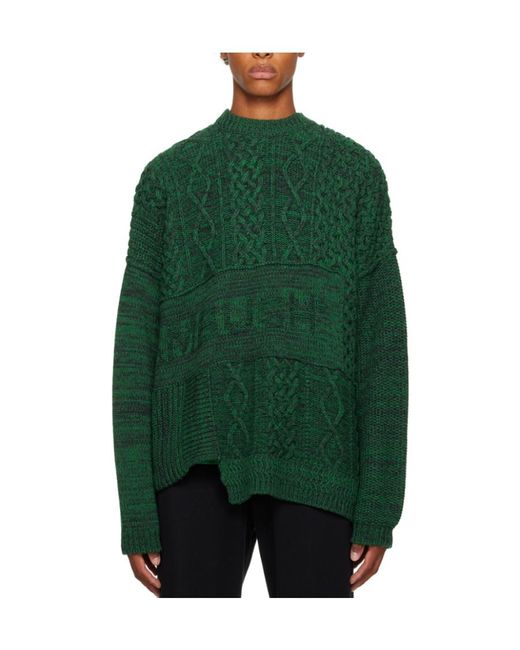 Ambush Green Patchwork Knitted Jumper for men