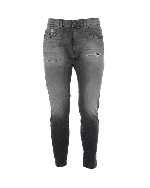 DIESEL Gray Slim Distressed Jeans for men