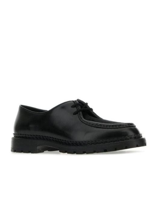 Saint Laurent Black Almond Toe Lace-Up Shoes for men
