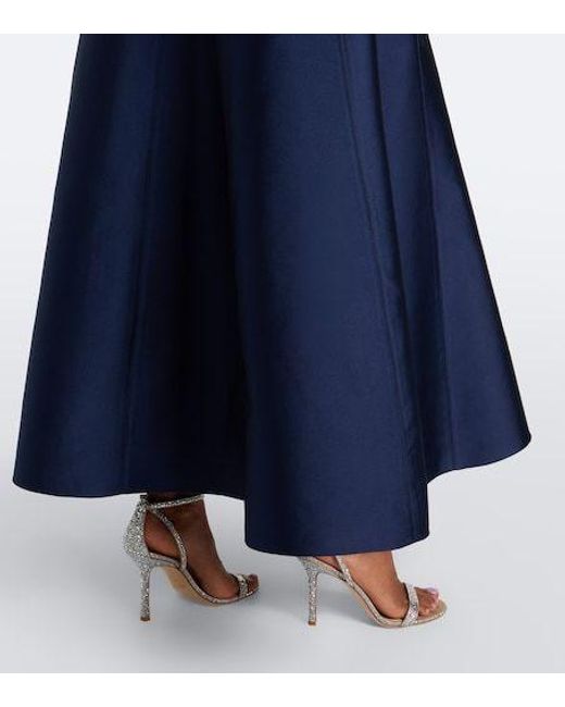 Roland Mouret Blue Floral-Appliqué Taffeta Maxi Dress