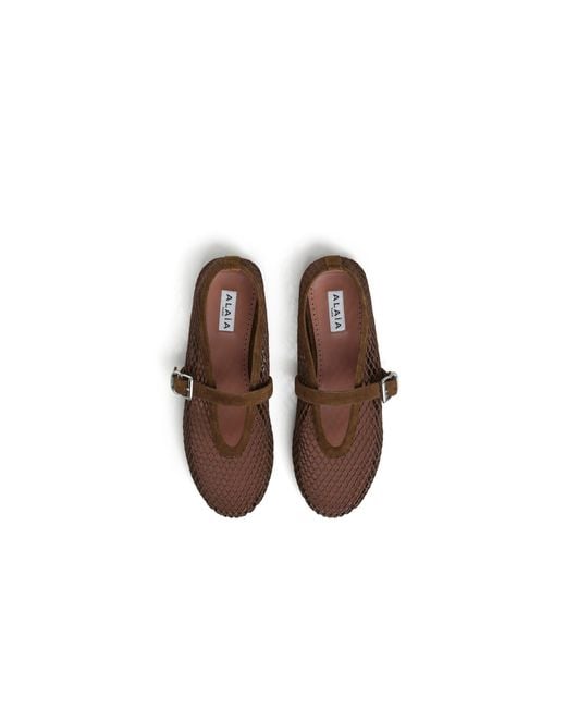 Alaïa Brown Buckle Ballet Flats