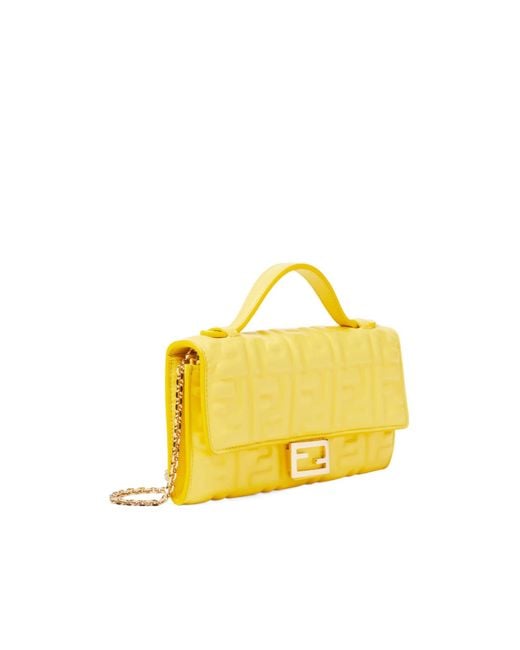 Fendi Yellow Baguette Continental Chained Wallet