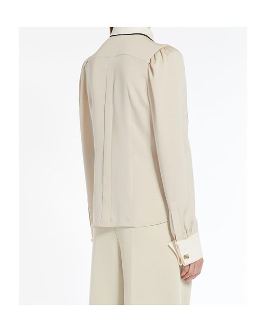 Max Mara Natural Button Detailed Long-Sleeved Blouse