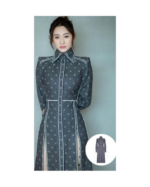 Fendi Blue Karligraphy Motif Shirt Dress
