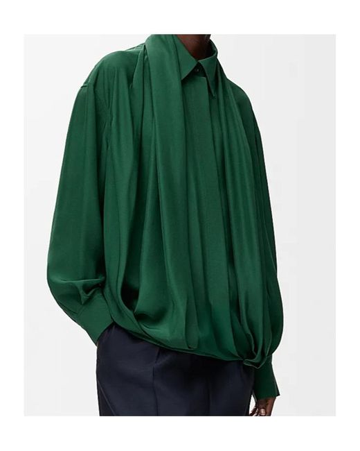 Loewe Green Charmeuse Balloon Button-Down Shirt