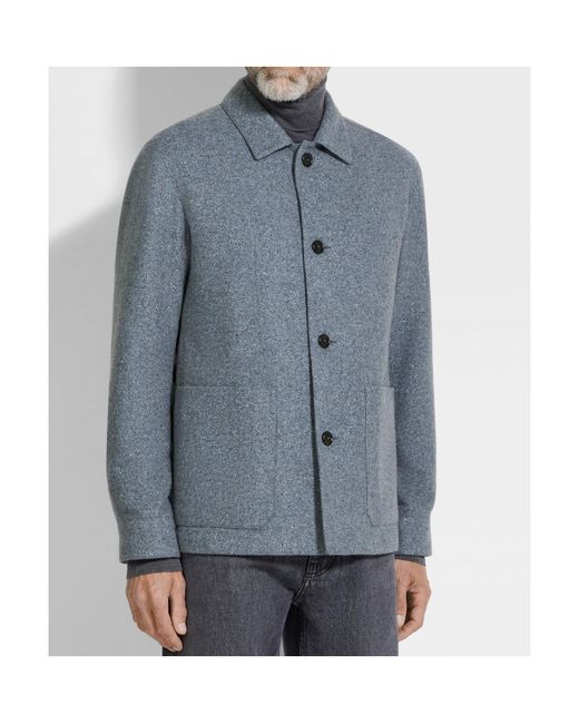 Zegna Blue Pocket Button Jacket for men