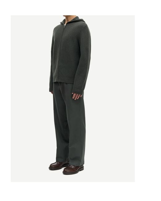 Samsøe & Samsøe Green Saisak Zip-Up Knitted Hoodie for men