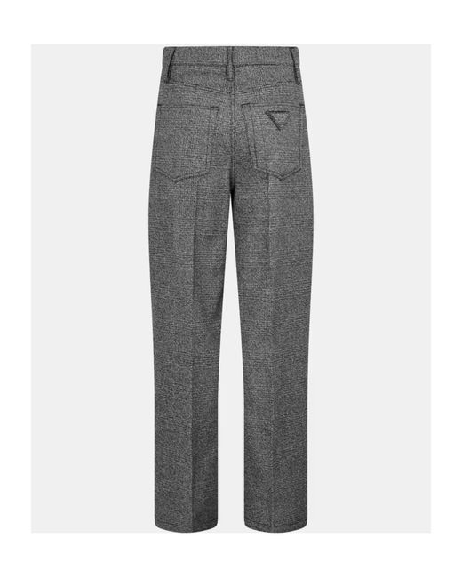 Prada Gray Checked Wide-Leg Casual Pants