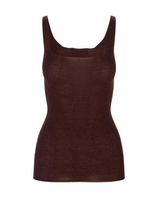 Fabiana Filippi Brown Ribbed-Knit Tank Top