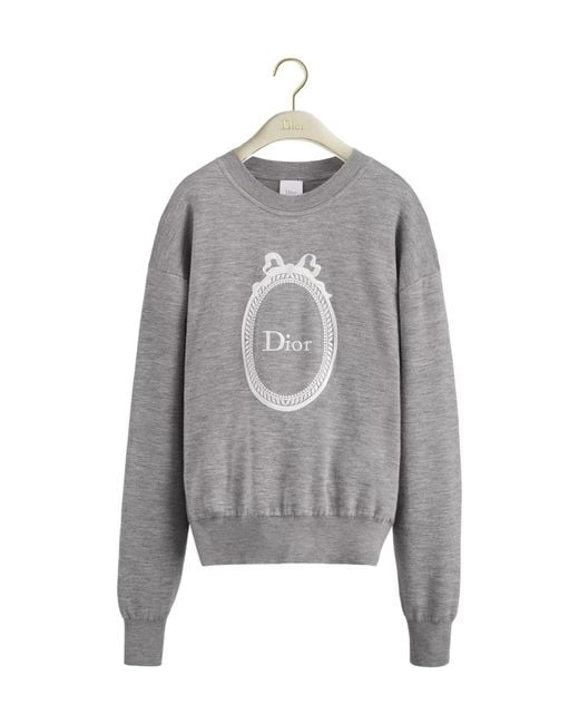 Dior Gray Médaillon Embroidered Sweater