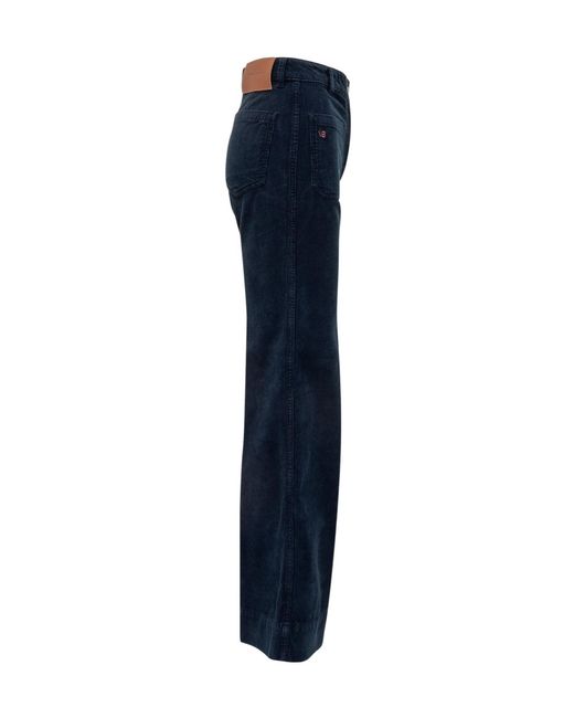 Victoria Beckham Blue High Waist Corduroy Trousers