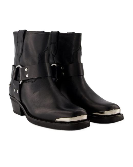 Anine Bing Black Square Toe Ankle Boots