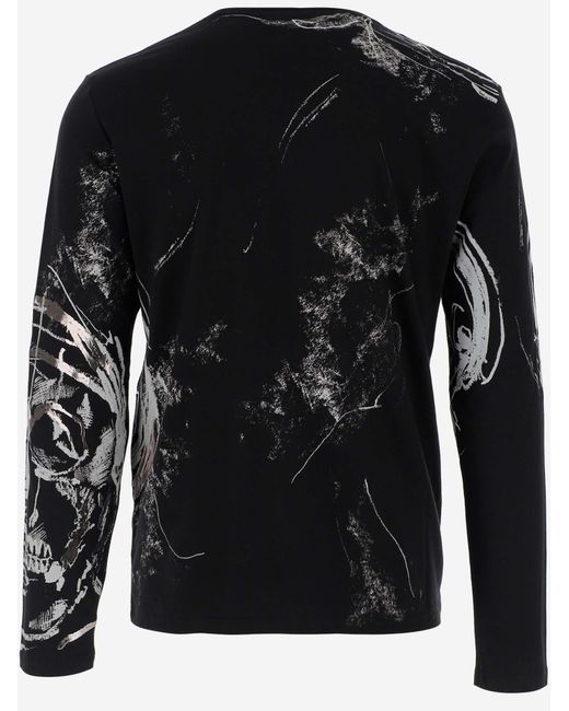 McQueen Black Skull Print T-Shirt for men