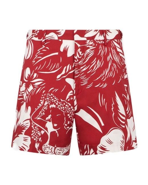 DSquared² Red Floral-Print Shorts for men