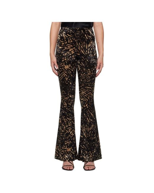 Nanushka Black Abstract-Print Flared Trousers