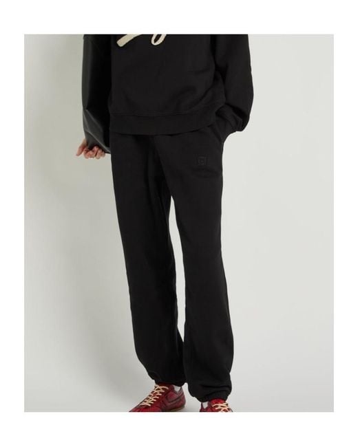 Anine Bing Black Karter Logo-Embroidered Cotton Sweatpants