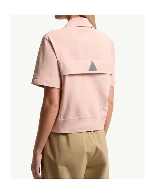 Moncler Pink Grenoble Logo-Patch Polo Shirt