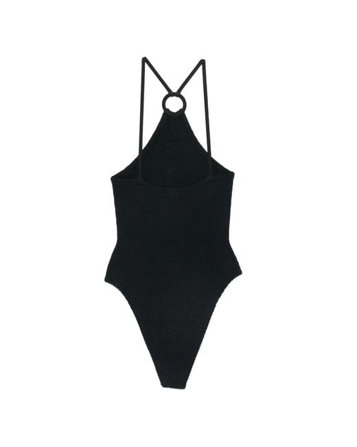 Hunza G Black Jasmine Tonal Hoop Swimsuit