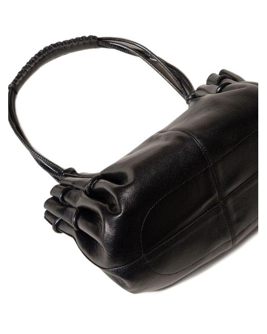 Hereu Black Pleated Single-Shoulder Bag