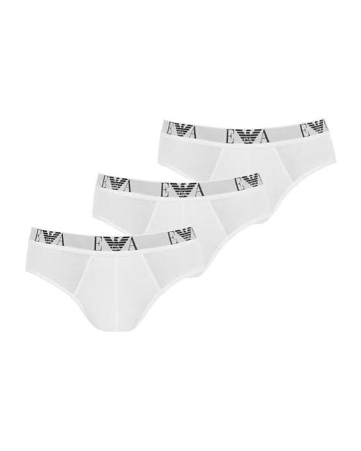 Emporio Armani White 3 Pack Briefs for men
