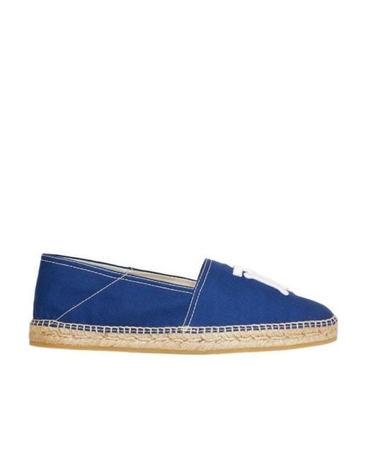 Burberry Blue Logo Embroidered Espadrilles for men