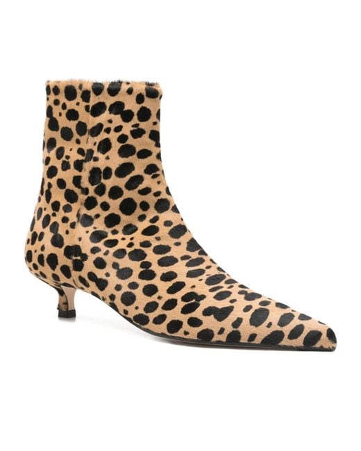 Aeyde Brown Sofie Leo Printed Pointed Toe Ankle Boots
