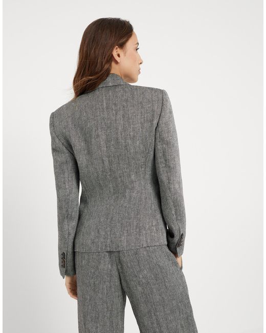 Brunello Cucinelli Gray Single-Breasted Tailored Blazer